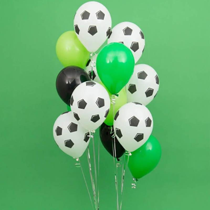 15pcs 12inch Football Balloons Soccer Helium Latex Balloon Black Green Boy Birthday Party Decor Sports Meet Decorations