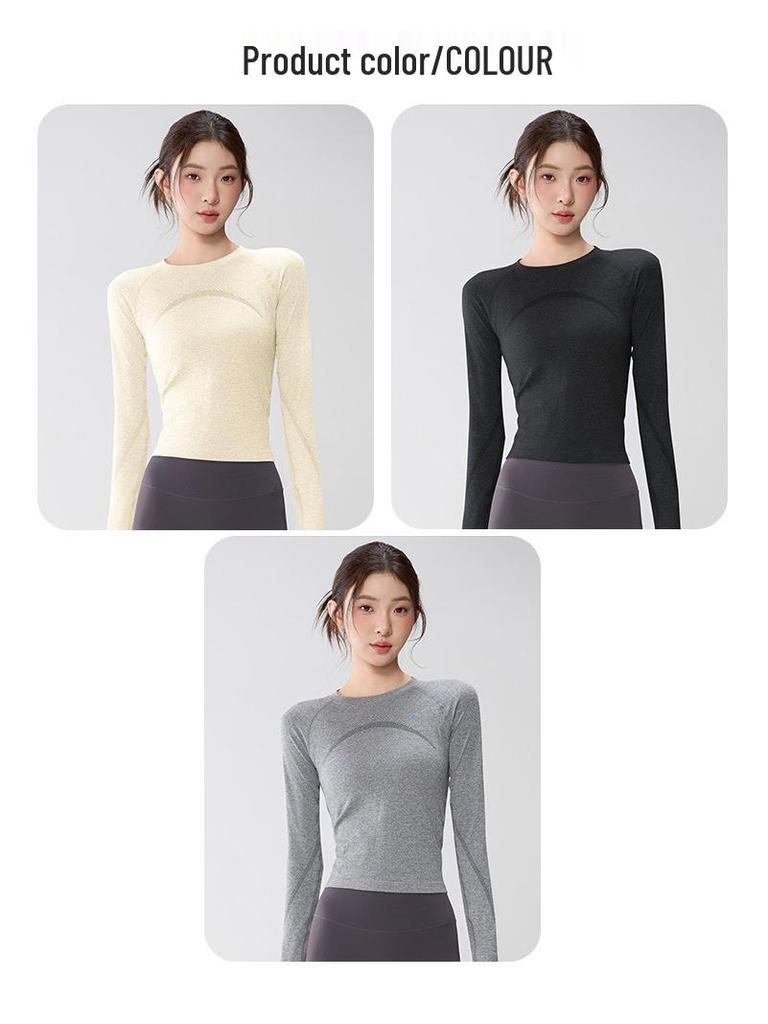 Women's Long Sleeve Yoga Suit with Thumbholes - Slim Fit for Running and Pilates