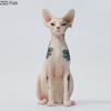 Mini Hairless Cat Model Creative Tattoo Cat Resin Simulation Animal Statue Decoration Modern Car Home Decoration Accessories