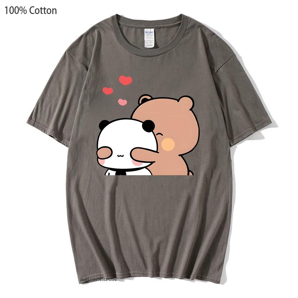 Panda Bear T-Shirts Cartoon  Bubu Dudu Graphic Tshirt Womens Clothes Short Sleeve Tee Girls Kawaii Clothes Y2k Tops Cotton