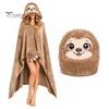 Comfortable Loungewear for Women Halloween Wearable Blanket Hoodie, Cozy Hooded Highland Cow Cape, Soft Festive Winter Throw Plush Sloth Black