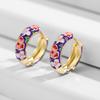 Orecchini a Cerchio Piccoli Floreali Colorati Vintage Fiori e Piante in Metallo Smaltato Cerchio Huggie Hoops Gioielli Trendy da Donna Regalo