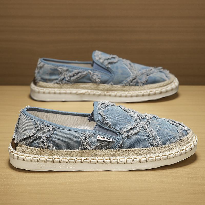 Men's Cloth Shoes 2024 Spring/Summer New Comfortable and Trendy One Feet Wearing Lazy Casual Sports Canvas Shoes