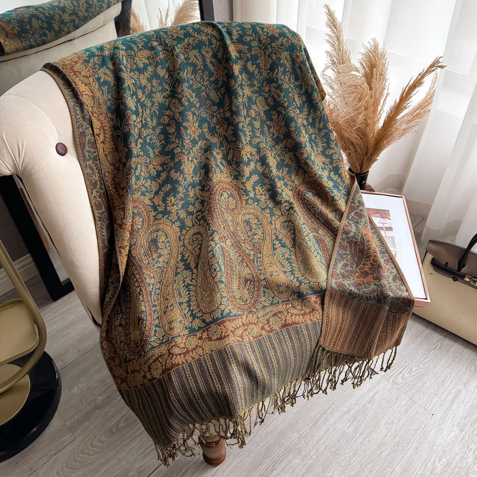 

Весна, Имитация кашемира шарф Женская мода Этнический стиль Кашемировая бахрома Длинный шарф Шаль 195*70 зелёный