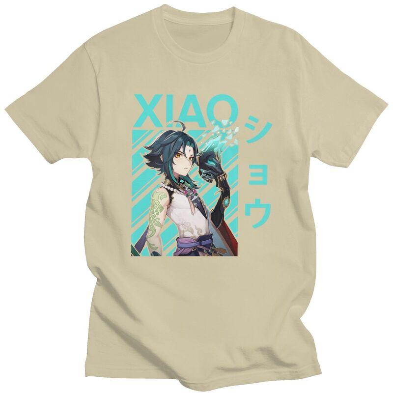 T-shirt Classiche Personalizzate Xiao Genshin Impact Manga Uomo Manica Corta Streetwear T-shirt 100% Cotone T-shirt Oversize Merch