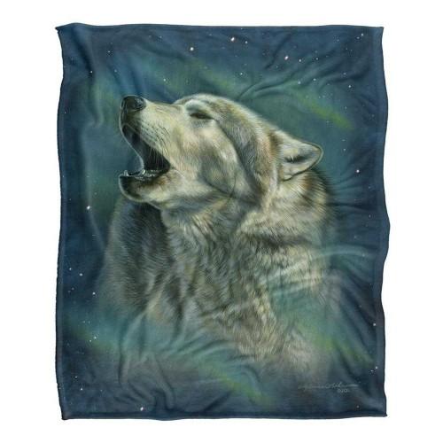 Aurora Silky Howling Wolf Supersoft Blanket