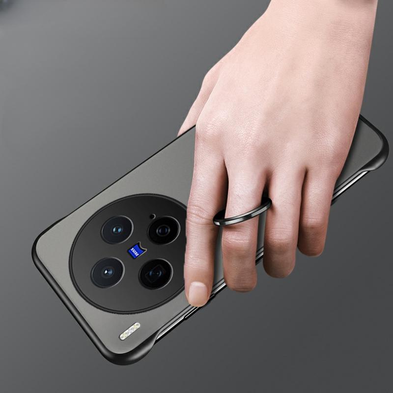 For VIVO X300 Case Thin Cover Clear Borderless Heat Dissipation Holes Housing with Metal Ring For VIVO X300 Pro Phone Casing