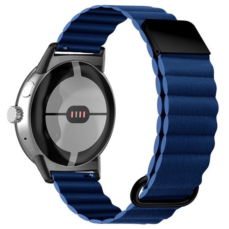 

Magnetic Buckle Watch Band for Google Pixel Watch 3 41mm/Watch 2/Pixel Watch Genuine Leather Watch Strap Quick Release Watchband Midnight Blue