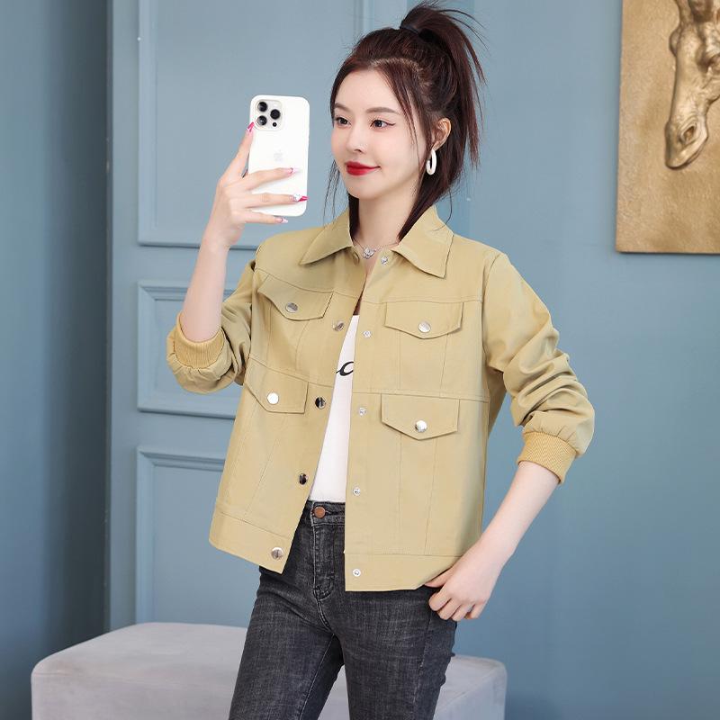 

2023 Осень Женская Повседневная Универсальная Свободная Короткая Куртка L хаки