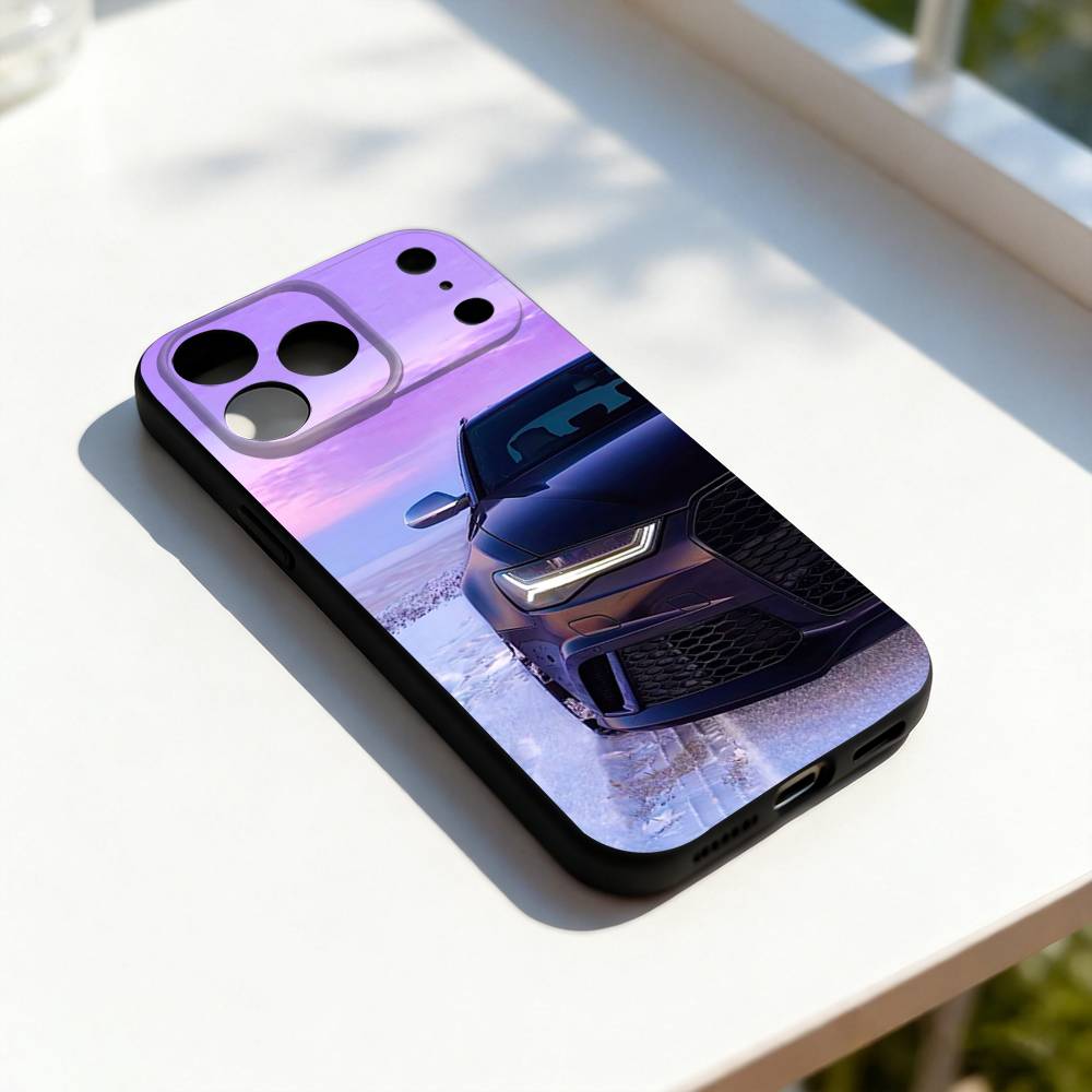 Sports R-RS6 Super Car For iPhone 17,16,15,14,13,12,11,Pro,Max,Plus,E,SE4,Air,Mini Black Soft Cover Phone Case
