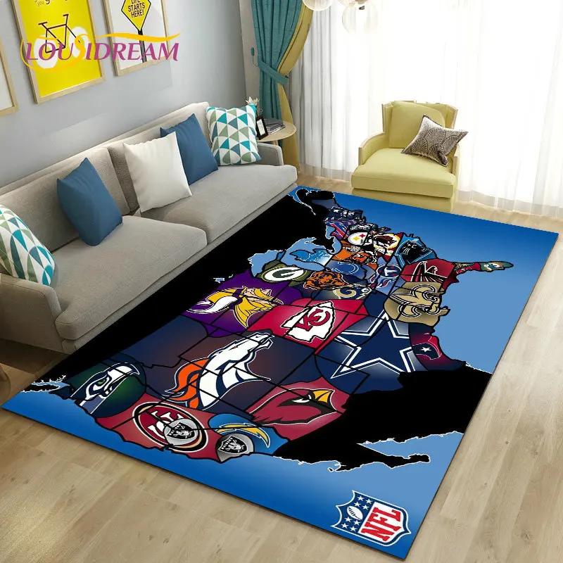 NFL American Football Rugby Area Rug Large,Carpet Rug for Living Room Bedroom Sofa Doormat Decoration, Kids Non-slip Floor Mat
