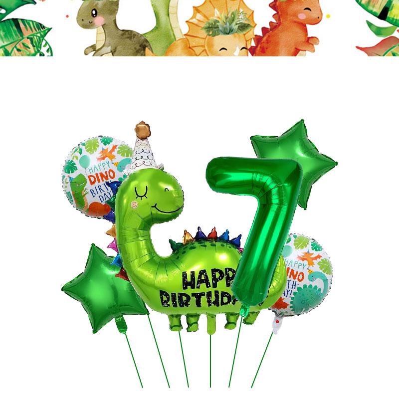 Dinosaur Birthday Decoration Party Supplies Set Cup Plate Tablecloth Dinosaur Balloons Happy Banner Cake Topper for Kids Favors