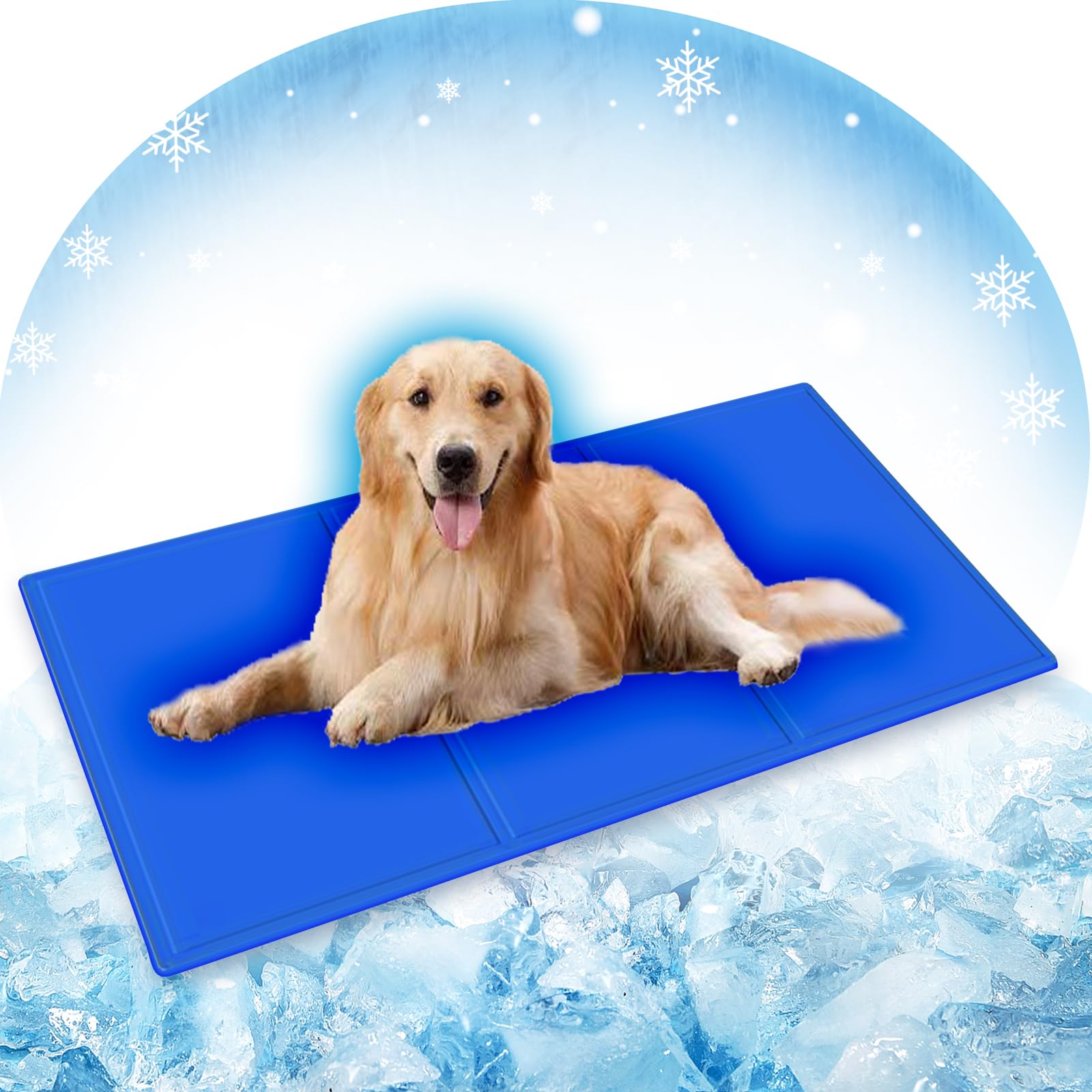 

Охлаждающий коврик для питомцев для собак и кошек Охлаждающий коврик для питомцев для лета охлаждающий гель прохладный охлаждающий тепловой удар охлаждающая простыня для средних и крупных [-8℃ синий