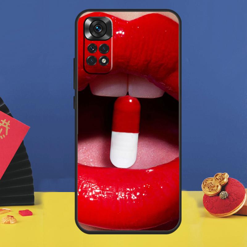 Sexy Red Lips Phone Case For Xiaomi Redmi Note 14 Pro 13 12 9 10 11 15 Pro Plus 10C 12C 13C 14C 15C Cover