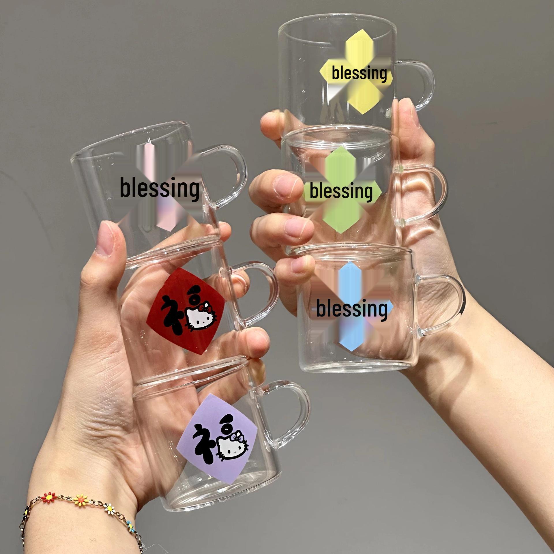 Cartoon Fu Character Transparent Heat-Resistant Glass Cup