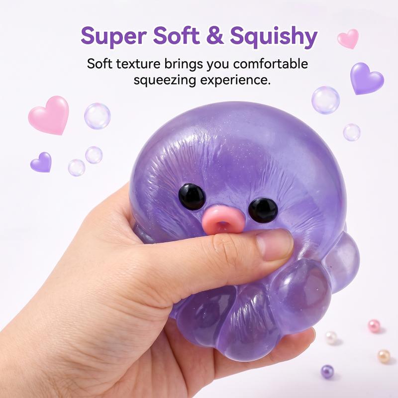 Purple Jelly Octopus Fidget Toy Soft Stretchy Texture Perfect For Stress Relief Kids Adults Home Office Play