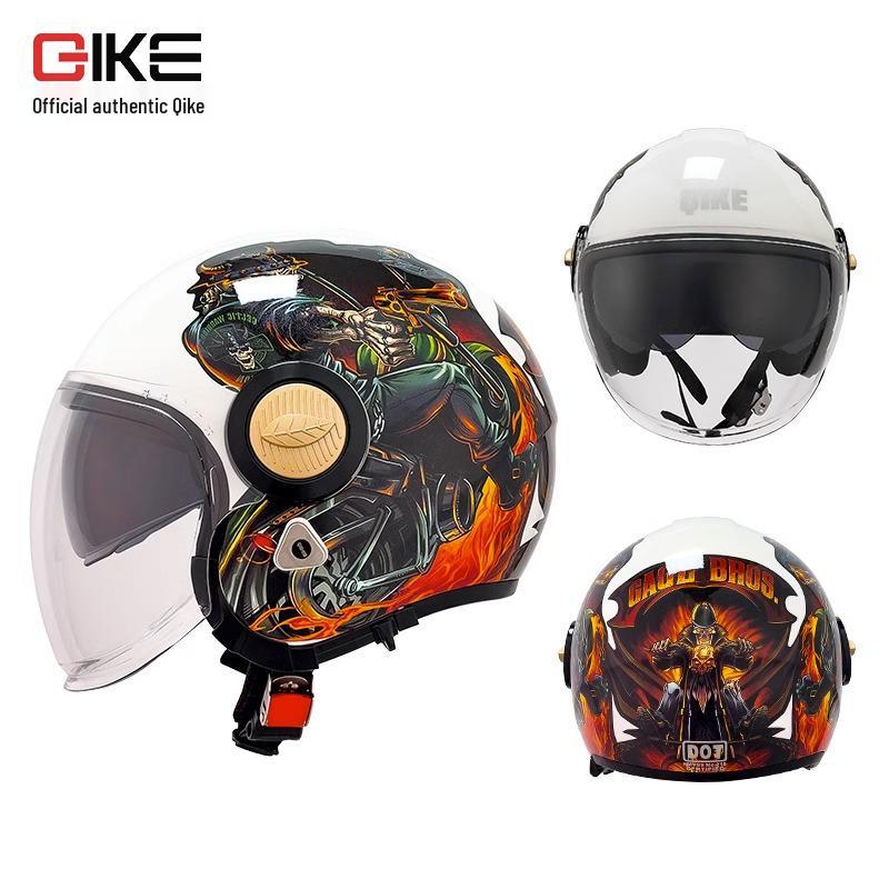 Men's Retro Motorcycle Helmet, 3C Certified, All-Season, Autumn/Winter, Half Helmet for Electric Vehicles