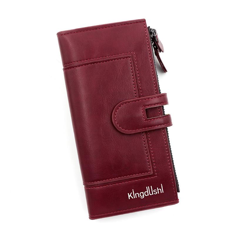 

Vintage Style Long Wallet With Zipper And Cash Pocket For Business And Casual Outfits червоний