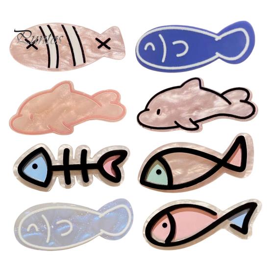 Acrylic Hairpin 4Pcs Girl Macaron Color Ocean Fish Shape Colorful Bone Hair Clip Clips Smooth Rounded Edges Daily Styling Accessory Playful Design