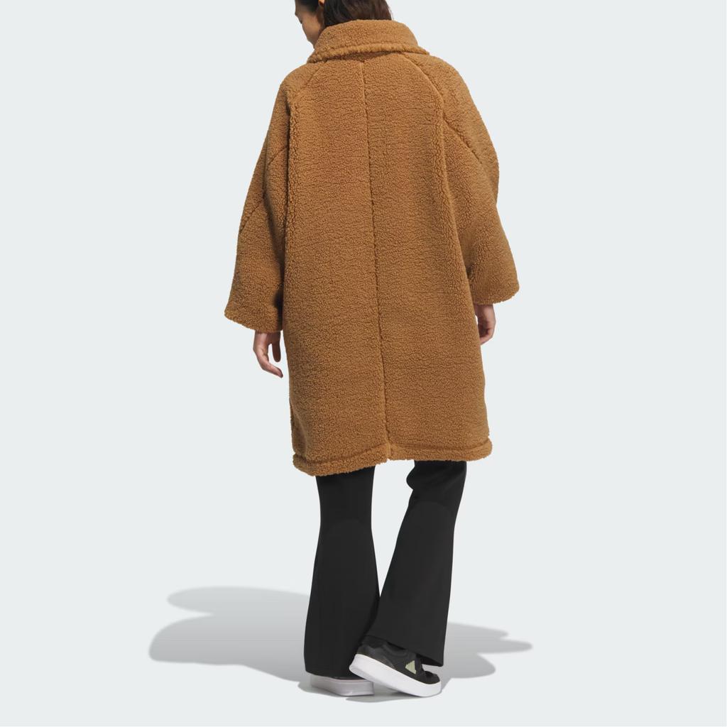 Adidas Modern Long Boa Solid Color Versatile Sports Casual Loose Plush Jacket Women Jackets Desert-Brown JX6835