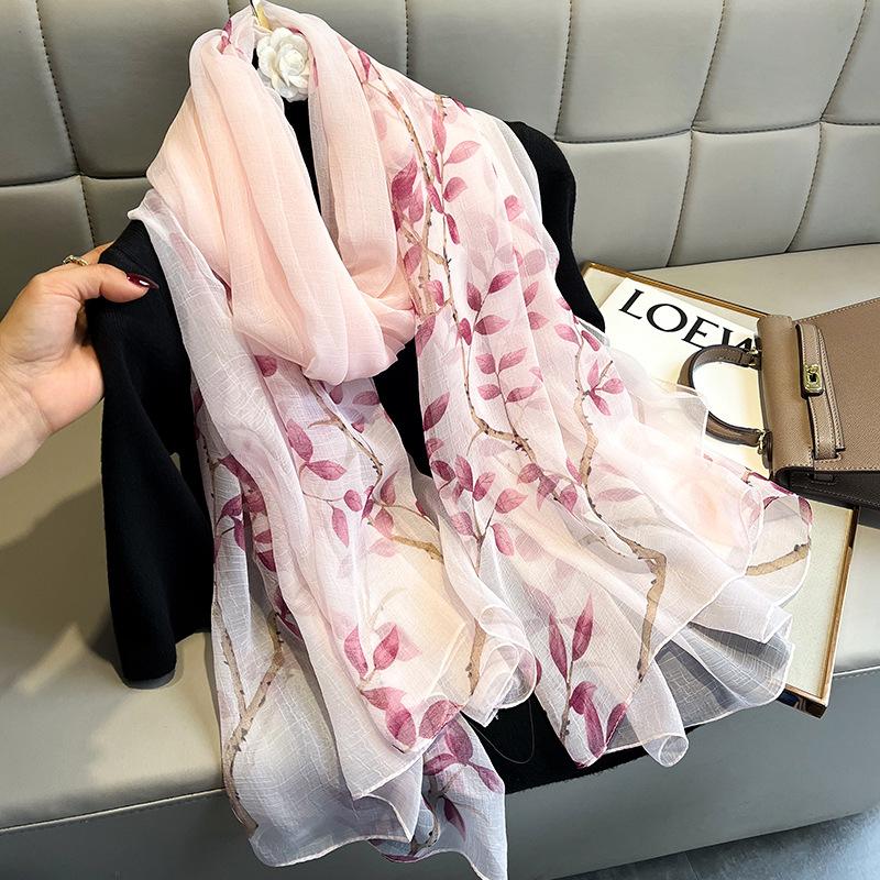 

Fashion Luxury Brand Oversized Ombre Petal Floral Silk Shawl Scarf Lady High Quality Turban Head Hijab Femme Wrap Foulards Snood