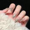 Milky White French Glass Heart Jelly Gel Short False Nails