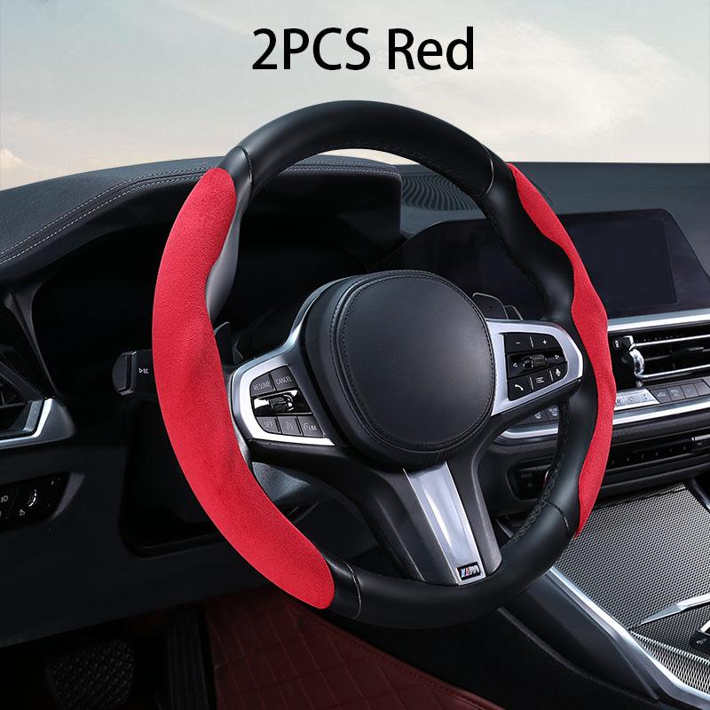 2PCS Short Mini Suede Steering Wheel Cover Anti Slip, Ultra Thin, Secure, Universal Steering Wheel Covers