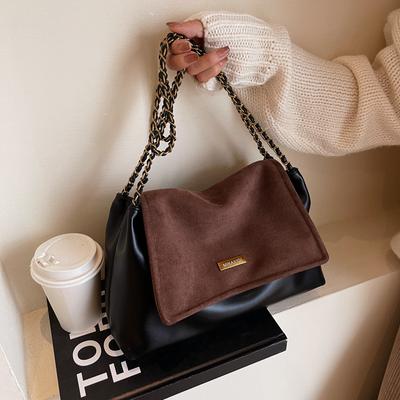 Bolsa fosca retrô feminina de grande capacidade nova outono e inverno bolsa de ombro com corrente de lazer bolsa tote para o trabalho