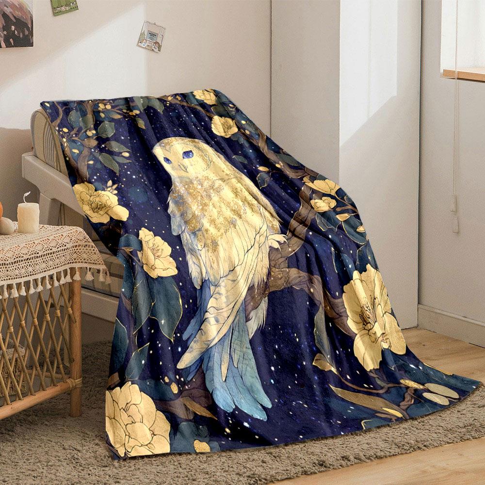 Sternennacht Blumeneule Decke Schlafzimmerdecke für Wohnzimmer Sofa Mittagspause Weiche Kuscheldecke für Freundes Festival Geschenk