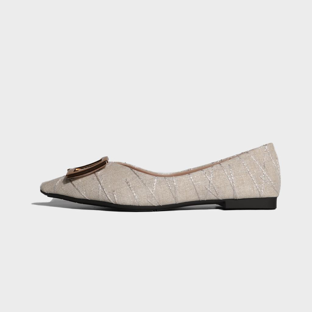 2025 new single shoe flat sole high sense professional style dress daily versatile flat shoes metal buckle Huizhou women's shoes