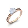 925 Sterling Silver Rose Vermeil 0.75 Cts Heart Shape Moonstone Solitaire Flower Engraved Shank Wedding Women Ring