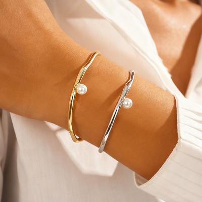 18k Real Gold Plated Pearl Bracelet - European & American Chic, Light Luxury High-end Bangle Jewelry
