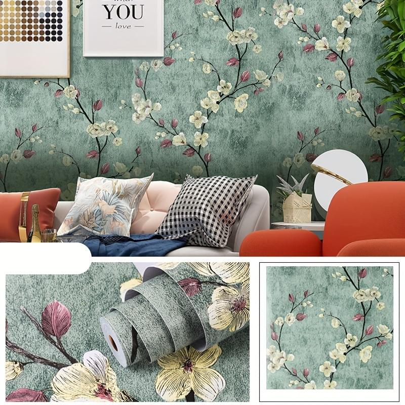 1 Roll of 17.7 * 393.7in Vintage Pale Plum Flower Self-adhesive Wallpaper - Removable Waterproof Vinyl Roll for Wall, Furniture & Cabinet Decor