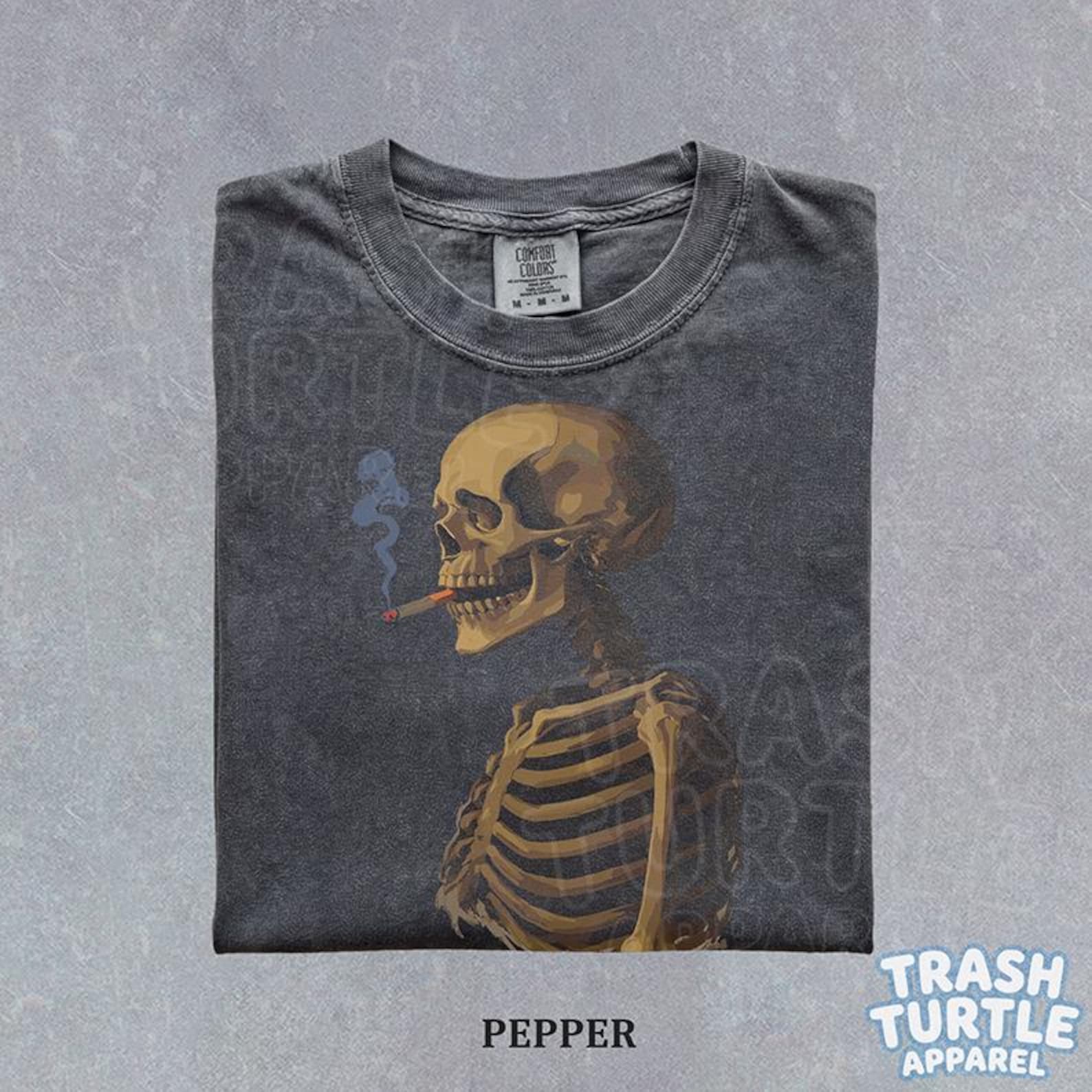Smoking Skeleton Shirt Skull TShirt Dark Humor T-shirt Skeleton Lover Funny Gothic Humor Gift Graphic 90s Tee XL