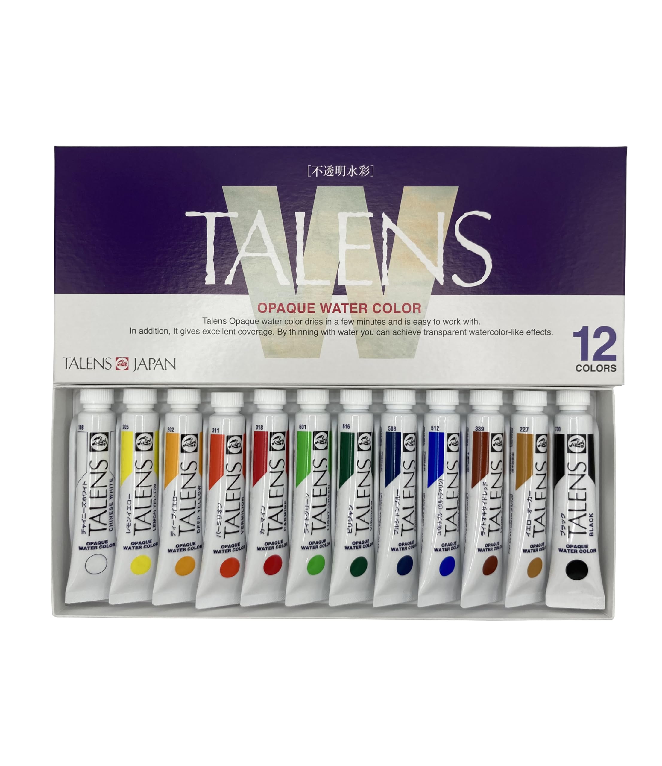 

Talens Japan Краски акварельные непрозрачные Talens Набор из 12 цветов по 12 мл TOW-12