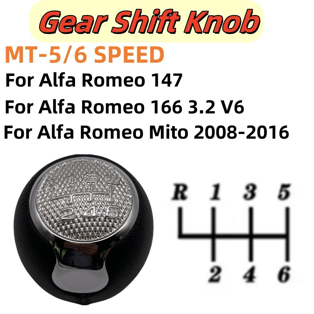 5 6 Speed Manual Car Gear Stick Shift Lever Knob leather For Alfa Romeo Mito 147/166 3.2 V6 2008-2016 Car Accessories