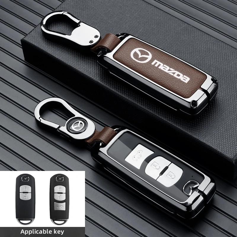Leather Car Smart Key Case Cover Shell For Mazda 3 5 6 SKYACTIV Axela Atenza CX30 CX5 CX8 CX9 MX5 RX8 RX7 BT50 Keychain Protecto