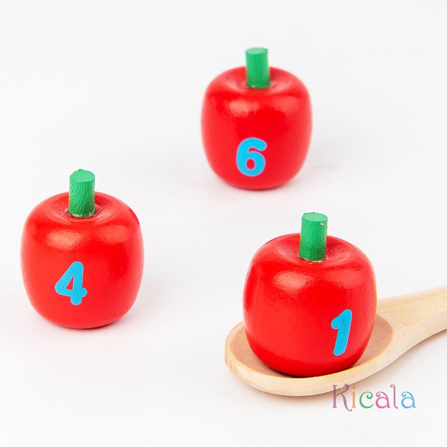 Baby Montessori Digital Apple Tree Education Wooden Toys Children Learn Digital Clip Beads Skills Training Early Math Game
