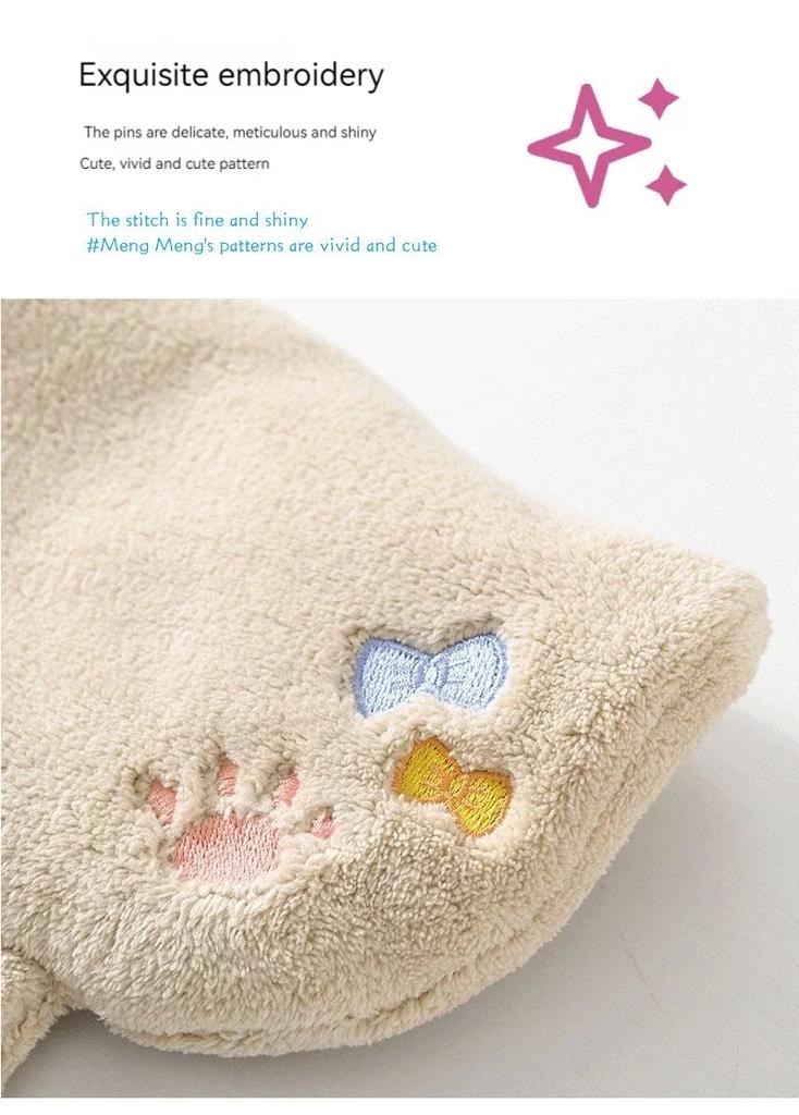 Cute Cartoon Tanuki Hanging Towel Coral Velvet Hair Does Not Lose Thick Cloth Kitchen Bathroom Absorbent Towels teapot