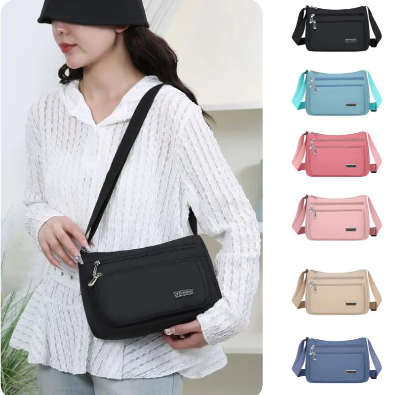 Multi-Layer Shoulder Bag Crossbody Bag for Women Messenger Bags Waterproof Lightweight Nylon Ladies Handbag