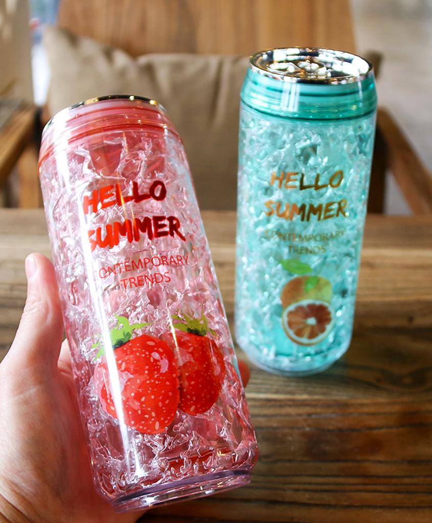 Creatieve Mode Blikjes Zomerijsbeker Kawaii Plastic Waterfles Met Deksel Buiten Sport Mannen Vrouwen Studenten Drinkbekers Met Rietje