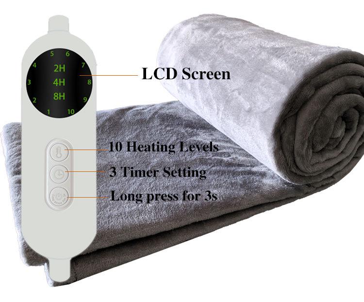 Soft Flannel Electric Heating Blanket - Machine Washable