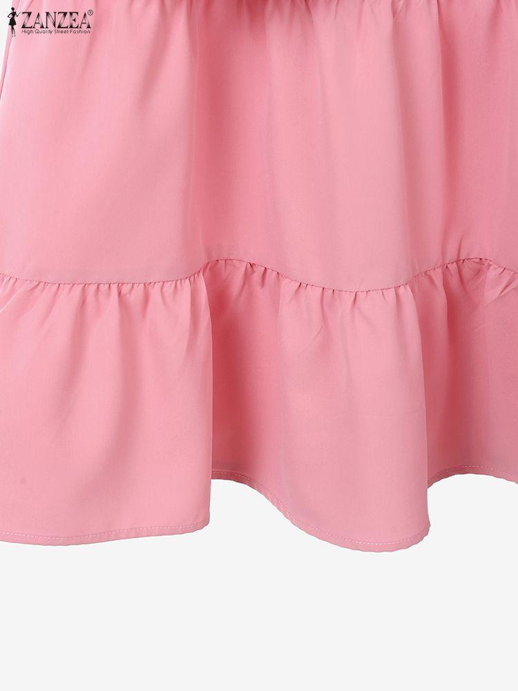 ZANZEA Damen Kurzarmbluse und Röcke Sommer Zweiteiliges Anzug-Set