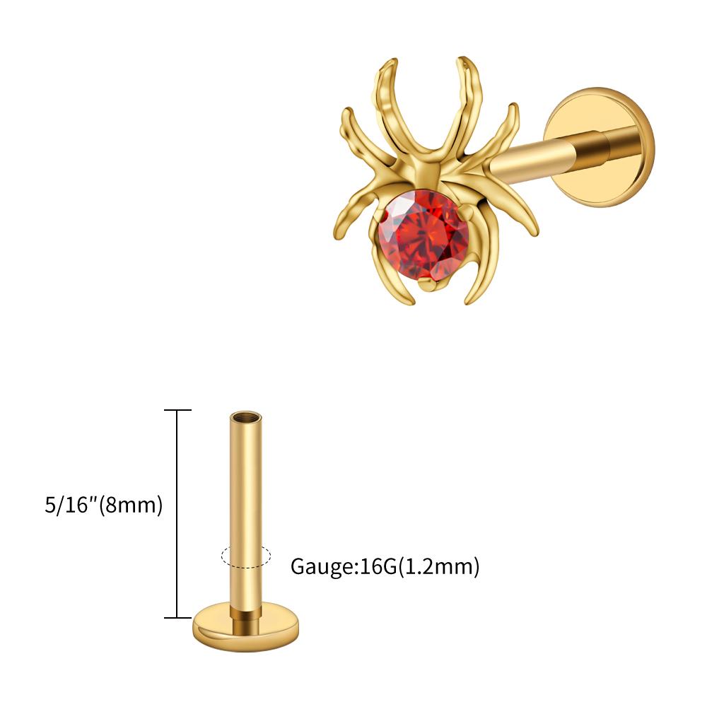 Right Grand ASTM F136 Titanium 16G CZ Spider Cartilage Earring Animal Spider Helix Tragus Lobe Stud Halloween Piercing Jewelry