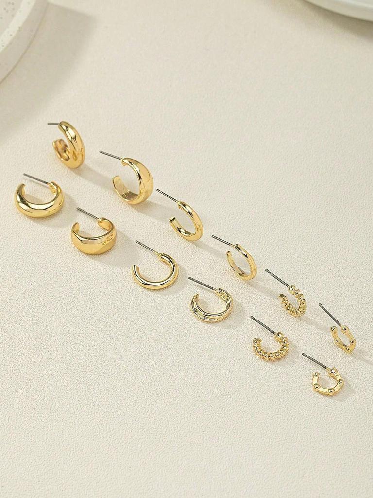 6 Paar Geometrische Form Kreativ, Modisch & Minimalistisch Tägliches Tragen Exquisite Kleine Ohrringe Für Frauen. Geeignet für den täglichen Gebrauch von Frauen