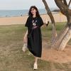 2026 new summer short-sleeved dress Korean casual lazy style t-shirt skirt loose large size knee-length dress