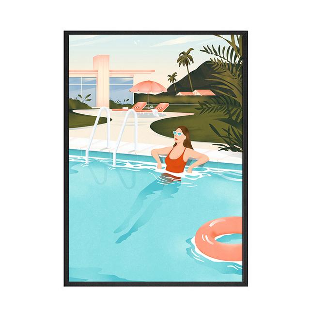 Abstract Minimalist Swimming Pool Holiday Illustration Office Decor Canvas Painting Wall Art Picture Poster Print Home No Frame