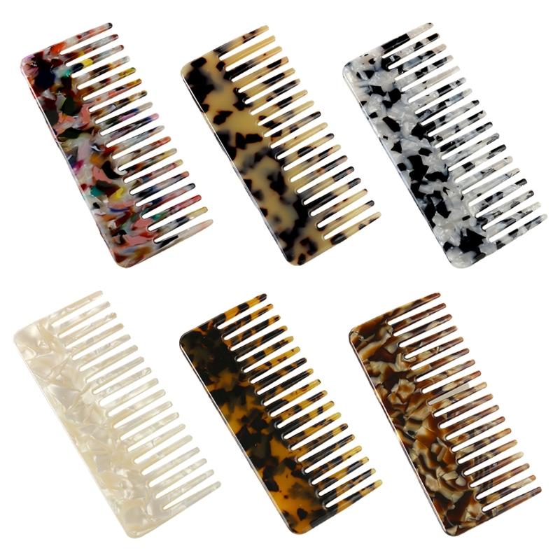 Buy Wide Large Tooth Pocket Hair Comb Cellulose Acetate Detangling ...