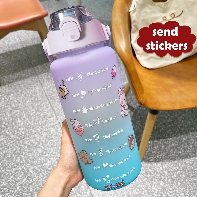 2 Liter Sports Water Bottle with Straw Men Women Fitness Water Bottle Outdoor Cold Water Bottlesc With Time Marker Drinkware New