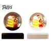 Magnetic Floating Christmas Sleigh Levitating Santa Claus Tree Ornament with LED Light, Lighted Rotating Levitation Festive Glass Ball for Tabletop